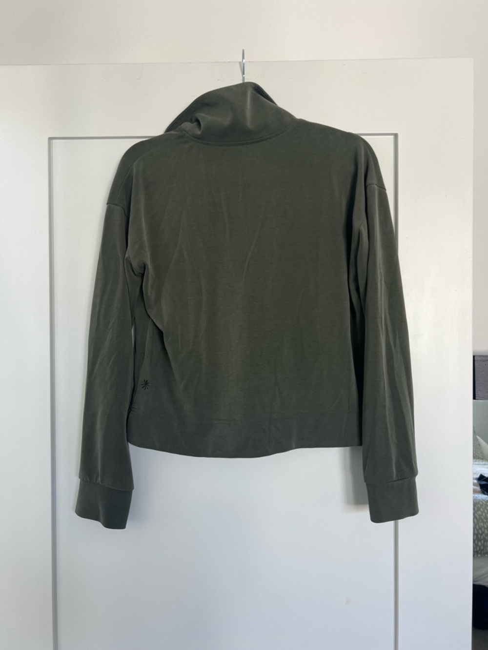 Athleta Olive Zip-Neck Pullover